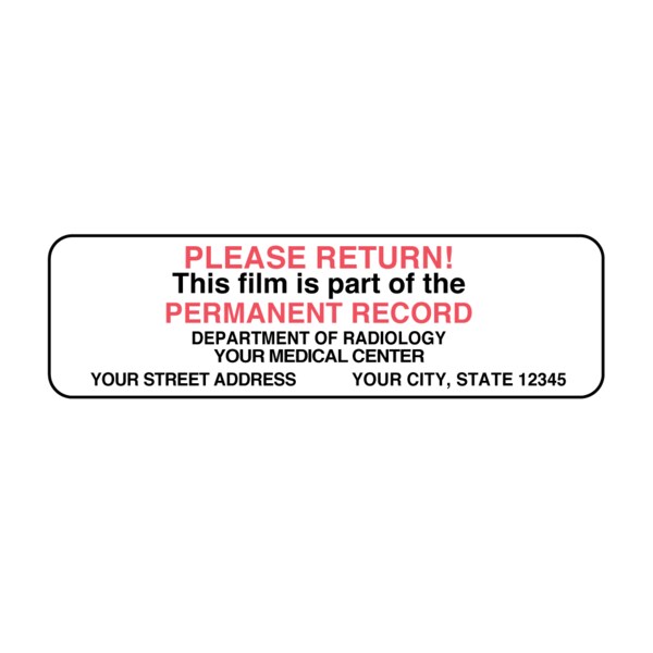 Please Return-Perm. Record w/Your Med. Cntr 7/8 x3" White w/Red&Black